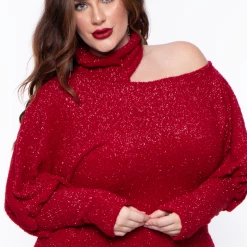 The Curve LA Plus Size Faux Dolman Sleeve Dress - Wine Dresses