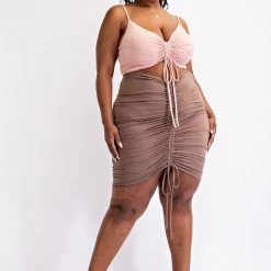 The Curve LA Plus Size Hailey Ruched Dress- Blush New Arrivals