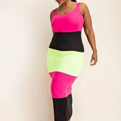 The Curve LA Plus Size Lucia Color Block Maxi Dress - Fuchsia New Arrivals