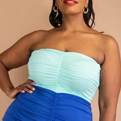 The Curve LA Plus Size Raeni Ruched Bodycon Dress - Royal Blue