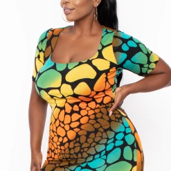 The Curve LA Plus Size Sophie Rainbow Bodycon Maxi Dress - Orange Dresses