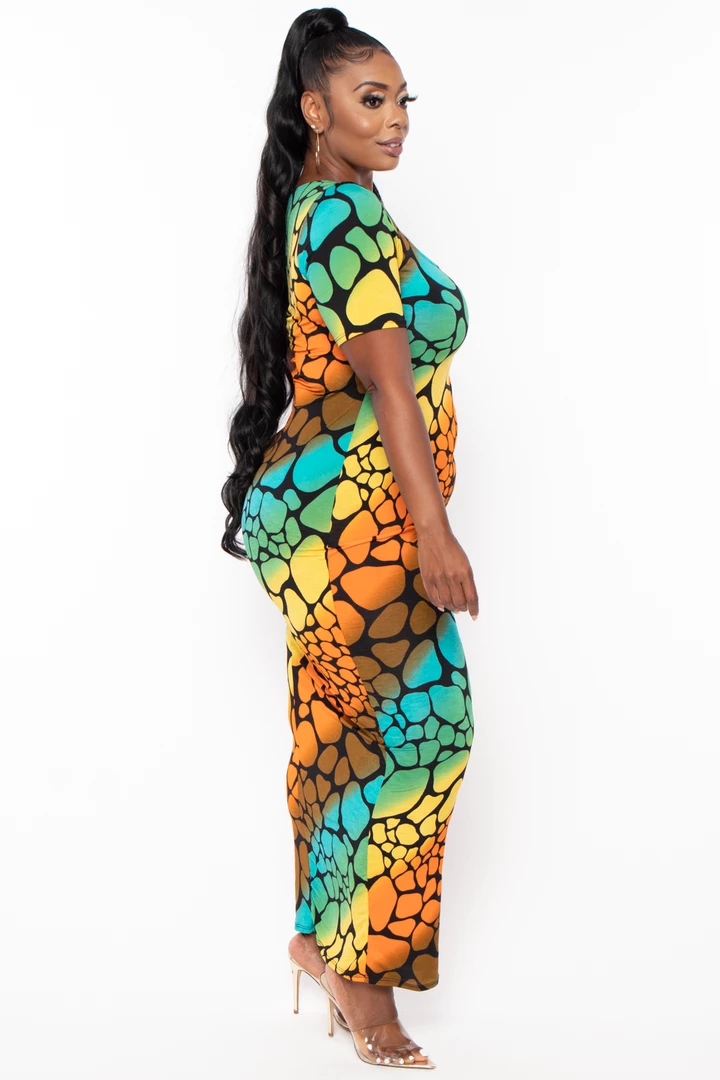 The Curve LA Plus Size Sophie Rainbow Bodycon Maxi Dress - Orange Dresses 6 The Curve LA Plus Size Sophie Rainbow Bodycon Maxi Dress - Orange Dresses