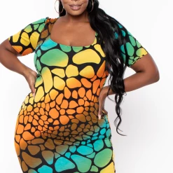 The Curve LA Plus Size Sophie Rainbow Bodycon Maxi Dress - Orange Dresses 10 The Curve LA Plus Size Sophie Rainbow Bodycon Maxi Dress - Orange Dresses
