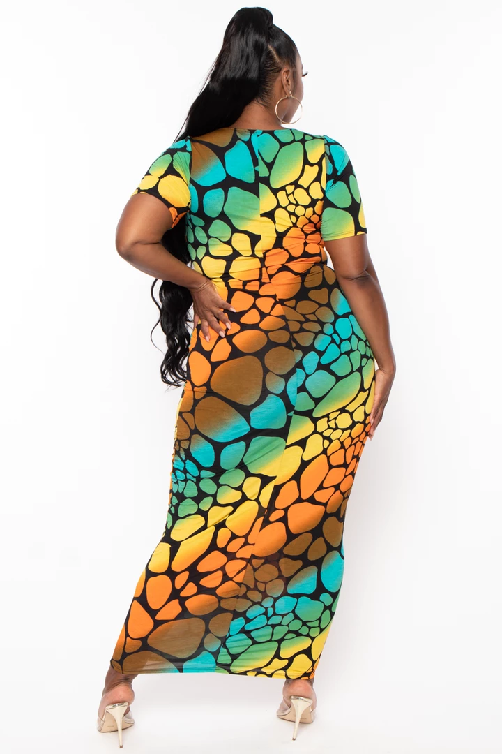 The Curve LA Plus Size Sophie Rainbow Bodycon Maxi Dress - Orange Dresses 8 The Curve LA Plus Size Sophie Rainbow Bodycon Maxi Dress - Orange Dresses