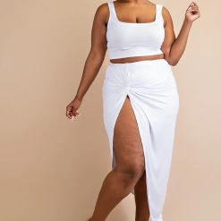 The Curve La New Arrivals Plus Size Kristin Matching Skirt Set - White