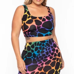 The Curve LA Plus Size Sophie Rainbow Tank & Skirt Set - Black Matching Sets
