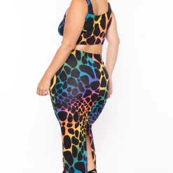 The Curve LA Plus Size Sophie Rainbow Tank & Skirt Set - Black Matching Sets