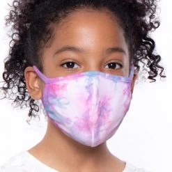 Curvy Sense Face Masks Kids Washable Hand Tie-Dyed Face Mask - Pink