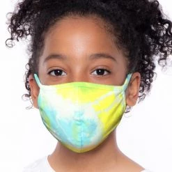 Curvy Sense Face Masks Kids Washable Hand Tie-Dyed Face Mask - Yellow