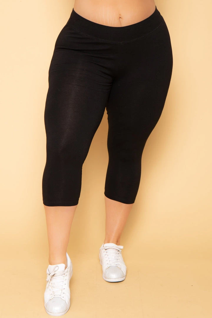 Uni Active Mopas Plus Size High Waist Capri Leggings - Black Bottoms 4 Uni Active Mopas Plus Size High Waist Capri Leggings - Black Bottoms