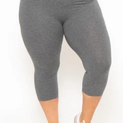 Uni Active Mopas Bottoms Plus Size High Waist Capri Leggings - Charcoal