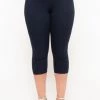 Uni Active Mopas Bottoms Plus Size High Waist Capri Leggings - Navy