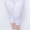 Uni Active Mopas Plus Size High Waist Capri Leggings - White