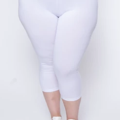 Uni Active Mopas Plus Size High Waist Capri Leggings - White