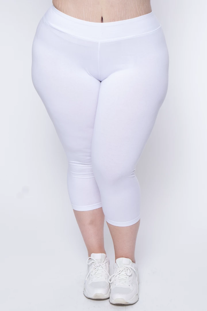 Uni Active Mopas Plus Size High Waist Capri Leggings - White 3 Uni Active Mopas Plus Size High Waist Capri Leggings - White