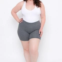 Uni Active Mopas Plus Size High Waist Bicycle Shorts - Charcoal Back In Stock