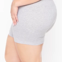 Uni Active Mopas Plus Size High Waist Bicycle Shorts - Heather Grey Bottoms