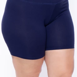 Uni Active Mopas Plus Size High Waist Bicycle Shorts - Navy Bottoms