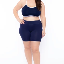 Uni Active Mopas Plus Size High Waist Bicycle Shorts - Navy Bottoms