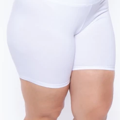 Uni Active Mopas Plus Size High Waist Bicycle Shorts - White
