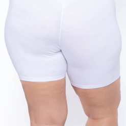 Uni Active Mopas Plus Size High Waist Bicycle Shorts - White