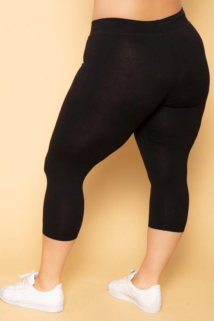 Uni Active Mopas Plus Size High Waist Capri Leggings - Black Bottoms 6 Uni Active Mopas Plus Size High Waist Capri Leggings - Black Bottoms