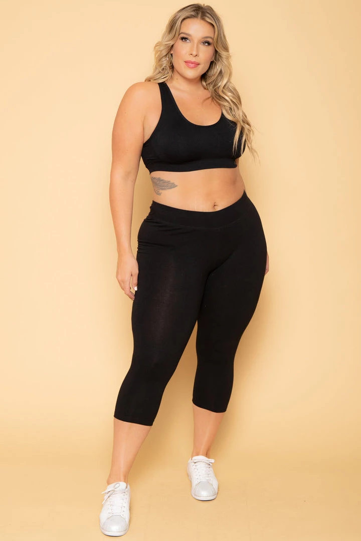 Uni Active Mopas Plus Size High Waist Capri Leggings - Black Bottoms 3 Uni Active Mopas Plus Size High Waist Capri Leggings - Black Bottoms