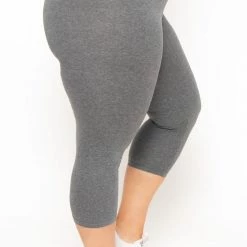 Uni Active Mopas Bottoms Plus Size High Waist Capri Leggings - Charcoal