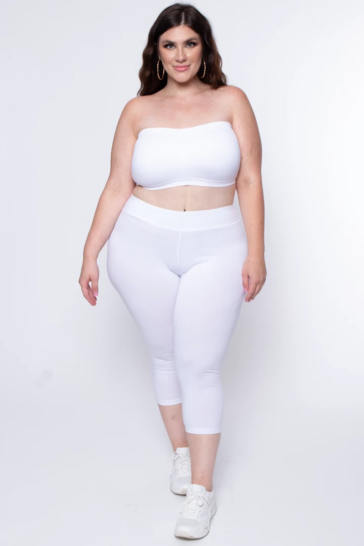 Uni Active Mopas Plus Size High Waist Capri Leggings - White 4 Uni Active Mopas Plus Size High Waist Capri Leggings - White