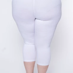 Uni Active Mopas Plus Size High Waist Capri Leggings - White 9 Uni Active Mopas Plus Size High Waist Capri Leggings - White