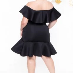Va Va Voom Plus Size Liesel Ruffle Dress- Black Little Black Styles
