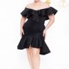 Va Va Voom Plus Size Liesel Ruffle Dress- Black Little Black Styles