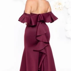 Va Va Voom Plus Size Wendy Ruffle Tail Gown- Burgundy Dresses 11 Va Va Voom Plus Size Wendy Ruffle Tail Gown- Burgundy Dresses