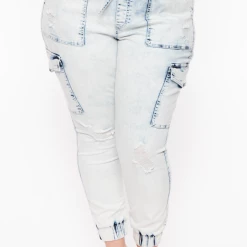 Wax Jean Plus Size Bai Acid Wash Jogger - Light Wash
