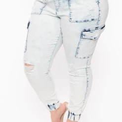 Wax Jean Plus Size Bai Acid Wash Jogger - Light Wash
