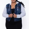 Wax Jean Plus Size Denim Hoodie Trucker Jacket - Dark Wash