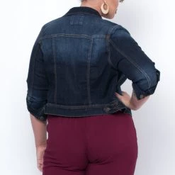 Wax Jean Plus Size Stretch Denim Jacket - Dark Wash Jeans