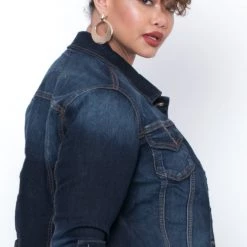 Wax Jean Plus Size Stretch Denim Jacket - Dark Wash Jeans