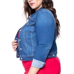 Wax Jean Plus Size Stretch Denim Jacket - Medium Wash Jeans