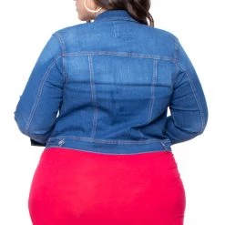 Wax Jean Plus Size Stretch Denim Jacket - Medium Wash Jeans