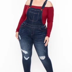 Wax Jean New Arrivals Plus Size Kai Denim Overalls - Dark Wash