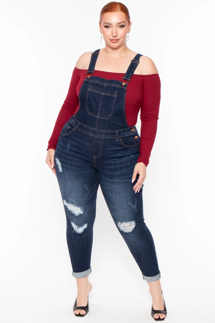 Wax Jean New Arrivals Plus Size Kai Denim Overalls - Dark Wash 3 Wax Jean New Arrivals Plus Size Kai Denim Overalls - Dark Wash