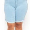 Wax Jean Back In Stock Plus Size Bermuda Jean Shorts - Light Wash