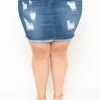 Wax Jean Jeans Plus Size Distressed Denim Mini Skirt - Medium Wash