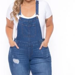 Wax Jean Plus Size Kai Denim Overalls - Medium Wash 14 Wax Jean Plus Size Kai Denim Overalls - Medium Wash