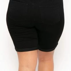 Wax Jean Plus Size Bermuda Jean Shorts - Black