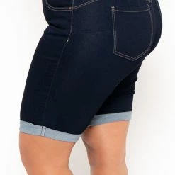 Wax Jean Plus Size Bermuda Jean Shorts - Dark Wash