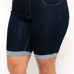 Wax Jean Plus Size Bermuda Jean Shorts - Dark Wash