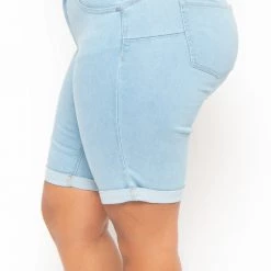 Wax Jean Back In Stock Plus Size Bermuda Jean Shorts - Light Wash