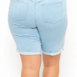 Wax Jean Back In Stock Plus Size Bermuda Jean Shorts - Light Wash